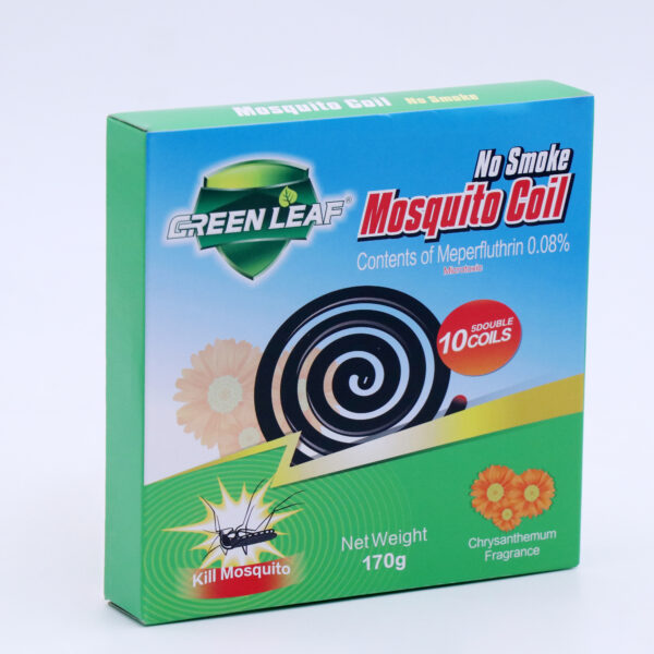 Free Shipping GREEN LEAF Smokeless Mosquito Coil, 0.08% Meperfluthrin, Chrysanthemum Scent, 10 Coils Per Box, Long-Lasting Mosquito Repellent