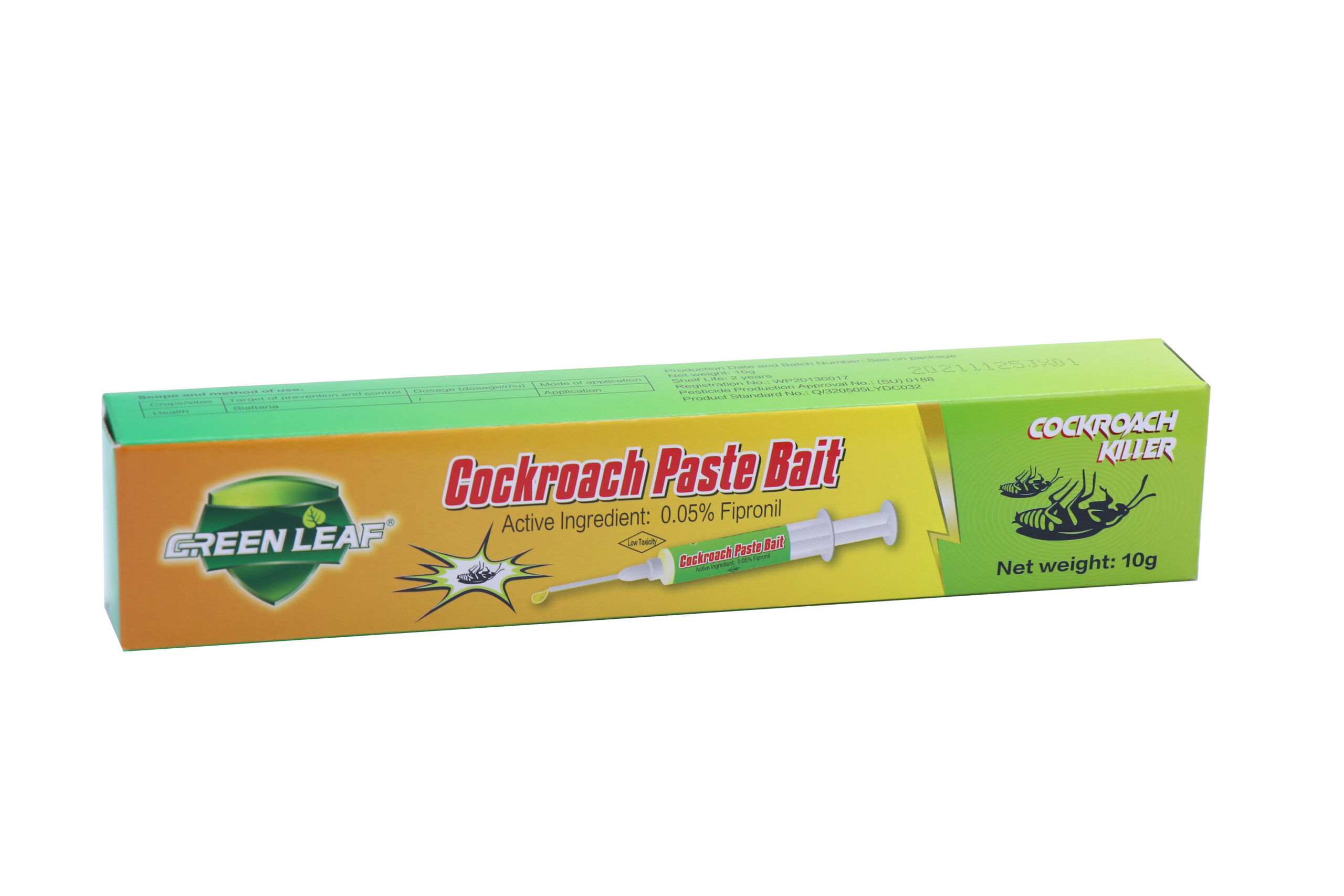 IMG_2353 Free Shipping GREEN LEAF Cockroach Paste Bait Gel, 0.05% Fipronil Cockroach Killer Gel Bait, 10g Per Tube, Household Roach Elimination - Image 1